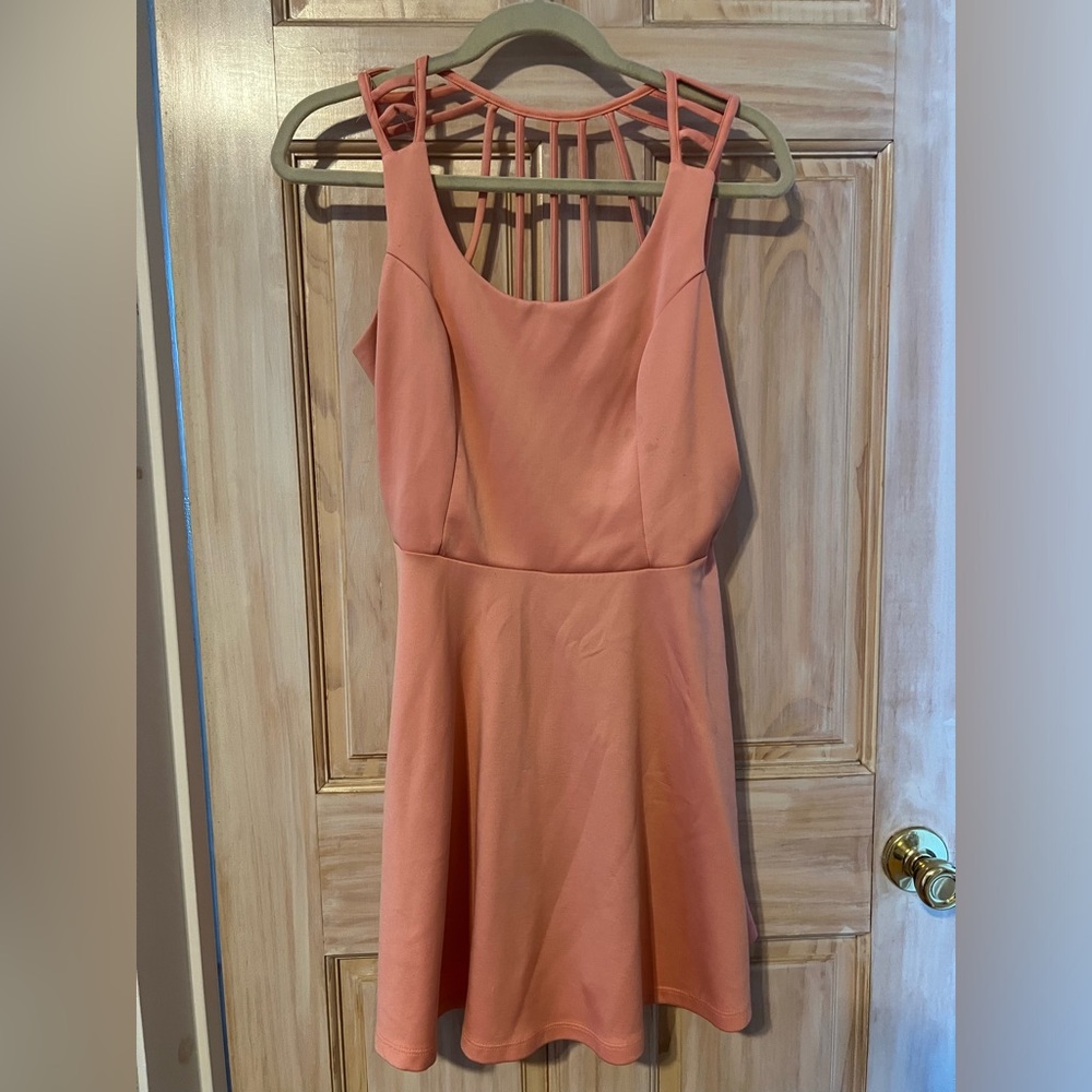 Peach A-line dress with Strappy back size L